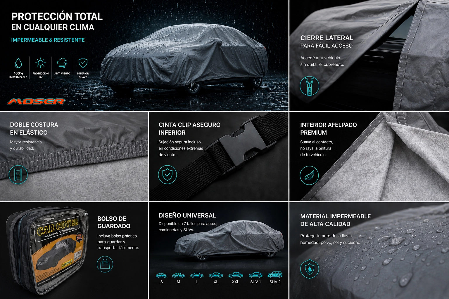 Moser Accesorios Car Cover - características completas